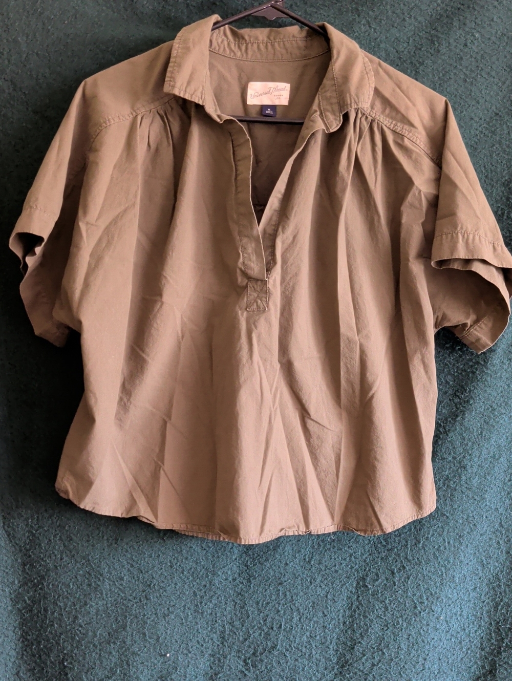 Universal Thread Olive-Green Short Sleeve Popover Tunic